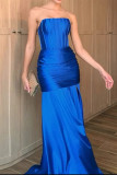 Sexy Solid Color Ruched Strapless Evening Dresses