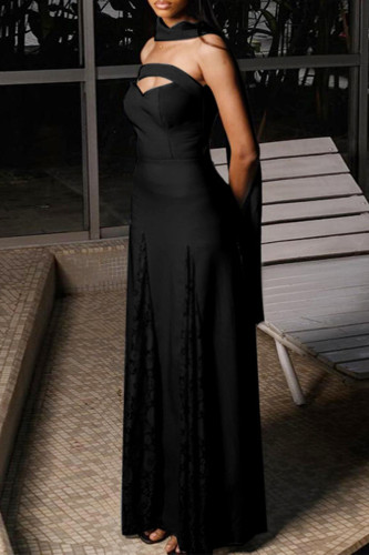 Sexy Solid Color Lace ribbon Strapless Strapless Dresses
