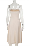Sexy Solid Color Bow Decor Strapless Strapless Dresses