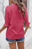 Casual Solid Color Hollow Out V Neck Tops