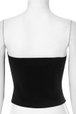 Sexy Solid Color Hollow Out Bow Decor Strapless Tops