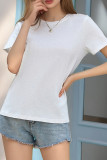 Daily Solid Color Patchwork O Neck T-Shirts