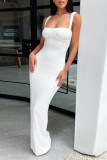 Sexy Solid Color Lace Square Neck Lace Dress Dresses