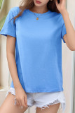Daily Solid Color Patchwork O Neck T-Shirts