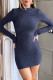 Sexy Solid Color Backless Sequined O Neck Wrapped Skirt Dresses