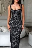 Sexy Solid Color Lace Square Neck Lace Dress Dresses