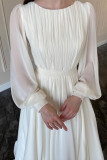 Elegant Solid Color Patchwork O Neck Long Dresses