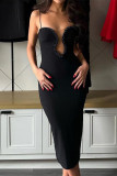 Sexy Solid Color Sequined Mesh Wrapped Skirt Dresses