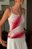 Sexy Gradient Print Contrast U Neck Tops