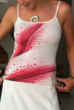 Sexy Gradient Print Contrast U Neck Tops