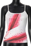 Sexy Gradient Print Contrast U Neck Tops