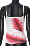 Sexy Gradient Print Contrast U Neck Tops