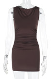 Casual Solid Color Backless O Neck Sleeveless Dresses