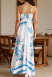 Elegant Floral Print Ruffle Square Neck Sling Dresses