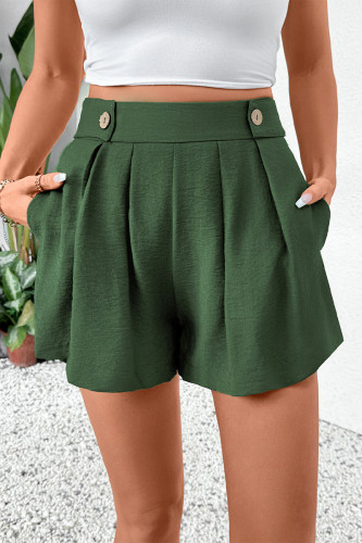 Casual Solid Color Pocket Lace Up Ruched Loose High Waist Type A Solid Color Bottoms