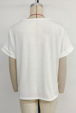 Casual Flowers Weave V Neck T-Shirts