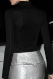 Sexy Solid Color Hot Drill Turtleneck Tops