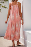 Casual Stripe Draw String Patchwork Contrast Sling Dresses