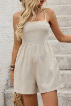 Daily Solid Color Pocket Square Neck Rompers