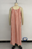 Casual Stripe Draw String Patchwork Contrast Sling Dresses