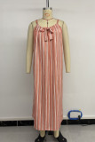 Casual Stripe Draw String Patchwork Contrast Sling Dresses