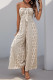Casual Geometric Print Lace Up Contrast Strapless Jumpsuits