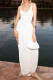 Sexy Solid Color Slit Ruched U Neck Long Dresses