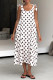 Casual Polka Dot Print Pocket Lace Up Contrast U Neck Sling Dresses