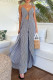Casual Stripe Patchwork Contrast V Neck Sleeveless Two Pieces
