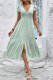 Elegant Solid Color Ruched Flounce V Neck A Line Dresses