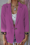 Casual Leopard Patchwork Turndown Collar Outerwear
