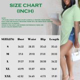 Casual Gradual Change Print Slit O Neck Short Sleeve Two Pieces
