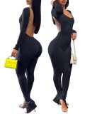 Sexy Long Sleeve Ribbed Jumpsuits