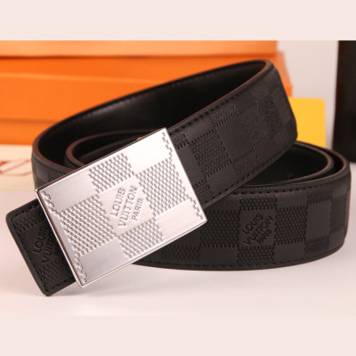 Women Men Belt 3.8cm Cowhide Leather Buckle Belt Unisex with Wallets