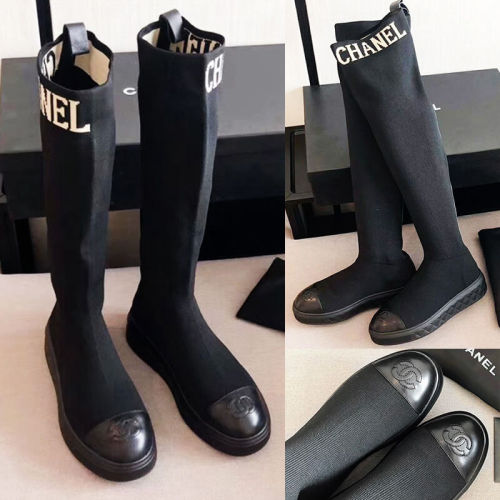 Women High Top Knee Boot Sock Sneakers Casual Knit Boots Winter Snow Lady Boots