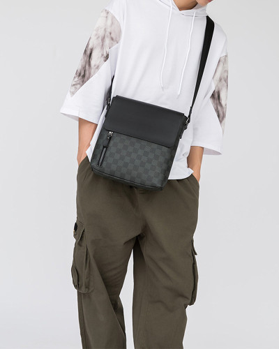 Men Messenger Shoulder Bag Leather Black Cloth Crossbody Sling Handbags Business Houlder Bag